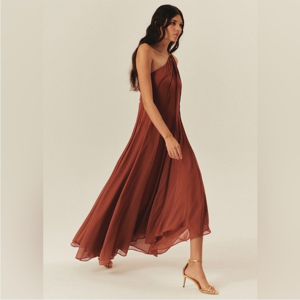Exquise Nola Ethereal Paislee One-Shoulder Chiffon Maxi